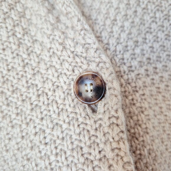 Loro Piana Made in Italy 100% Cashmere Cable Grid Knit Collar Cardigan Beige - Picture 6 of 15